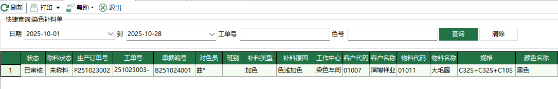 图1 染色加色明细表