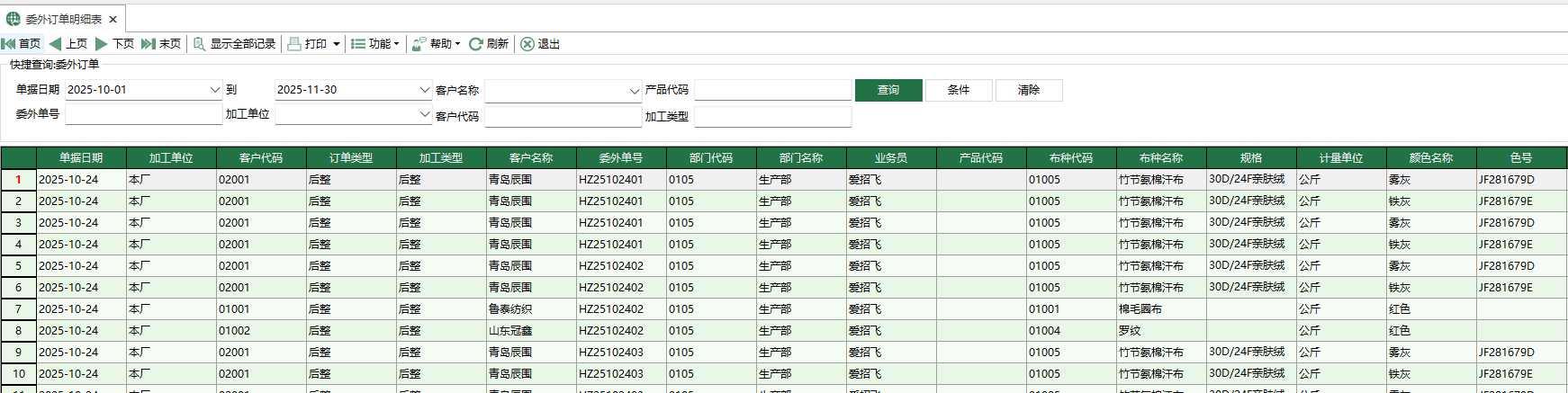图1 委外订单明细表
