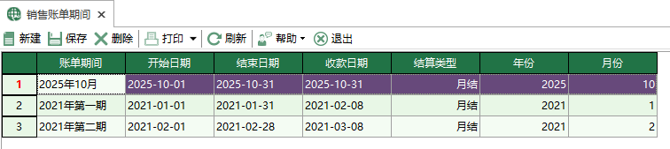 图1 销售账单期间